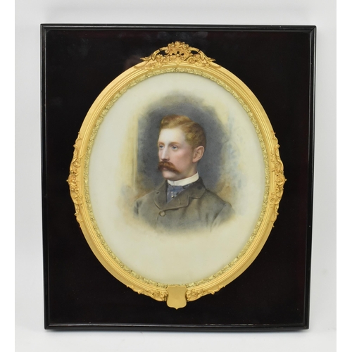 12 - Dickinson & Foster - a late 19th century Victorian 1877 portrait painting on porcelain. The port... 