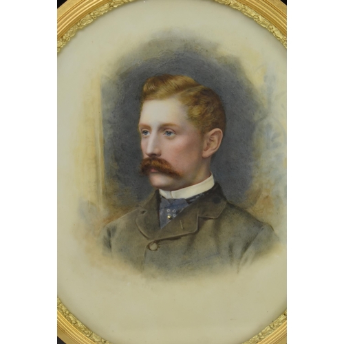 12 - Dickinson & Foster - a late 19th century Victorian 1877 portrait painting on porcelain. The port... 