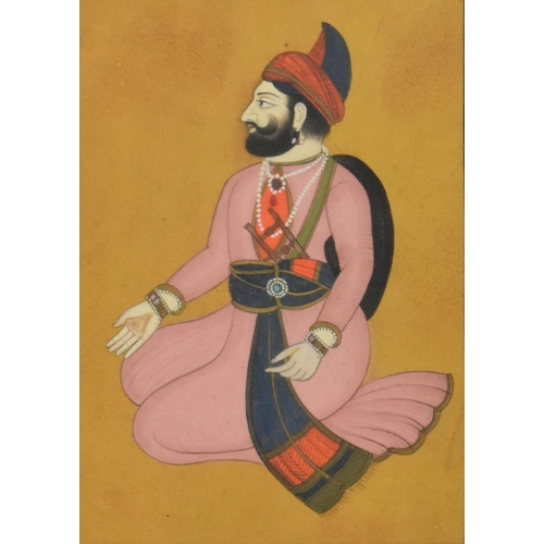 120 - Three 19th century Indian Mughal school fine paintings, including a fine painting on paper & a p... 