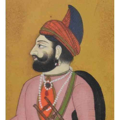 120 - Three 19th century Indian Mughal school fine paintings, including a fine painting on paper & a p... 