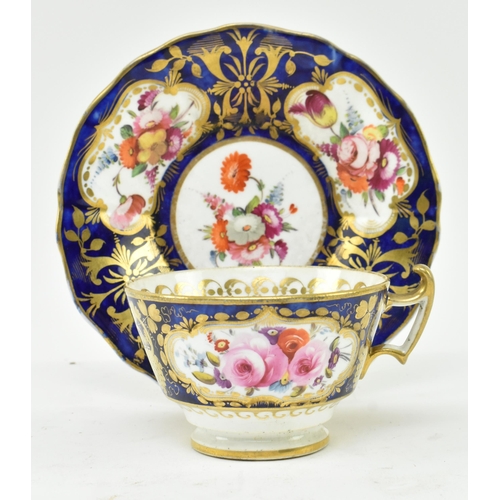 148 - An early 19th century George III 1820 Coalport hand painted tea cup and saucer. Each piece having de... 