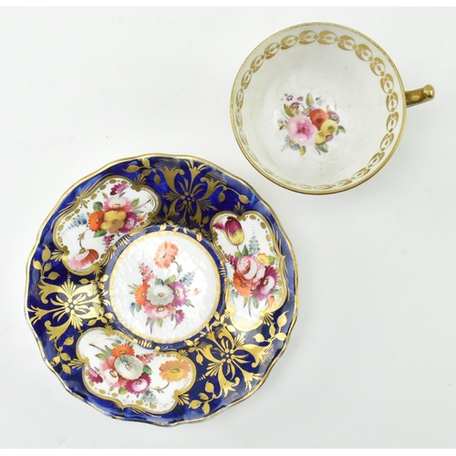 148 - An early 19th century George III 1820 Coalport hand painted tea cup and saucer. Each piece having de... 