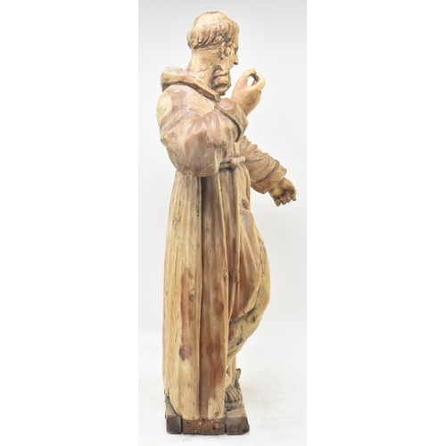 151 - A continental late 19th century hand carved wood ecclesiastical religious icon figure of a Christian... 