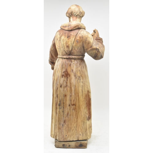 151 - A continental late 19th century hand carved wood ecclesiastical religious icon figure of a Christian... 