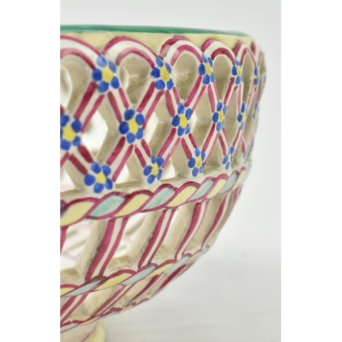 153 - A French Faiance 19th century hand painted ceramic creamware / pearlware reticulated lattice work ba... 