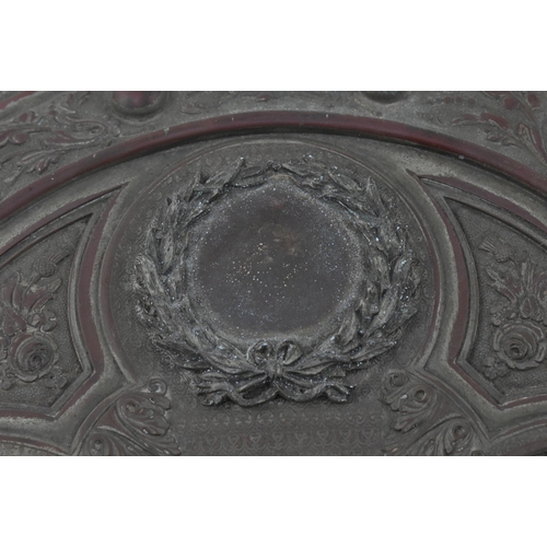 154 - A Victorian 19th century copper commemorative trophy plaque. The circular plaque having in relief de... 