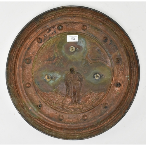 154 - A Victorian 19th century copper commemorative trophy plaque. The circular plaque having in relief de... 