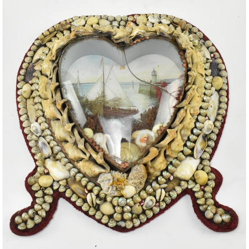 16 - A collection of early 20th century Edwardian seashell sailor love token dioramas. The lot comprising... 