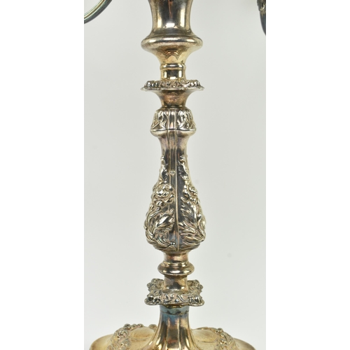 165 - A mid 19th century Victorian four branch silver plated candelabra. The candelabra complete with fini... 