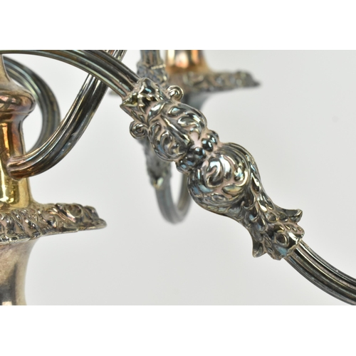 165 - A mid 19th century Victorian four branch silver plated candelabra. The candelabra complete with fini... 