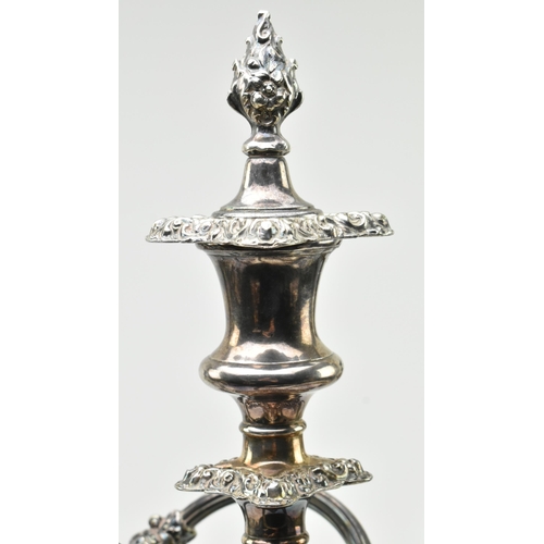 165 - A mid 19th century Victorian four branch silver plated candelabra. The candelabra complete with fini... 