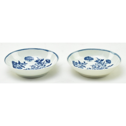 18 - A near pair of late 18th century First Period Worcester porcelain tea bowls and saucers. Each tea bo... 