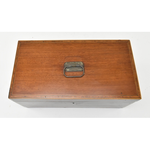 184 - An early 19th century George III Regency mahogany and satinwood marquetry inlaid tea caddy box. The ... 