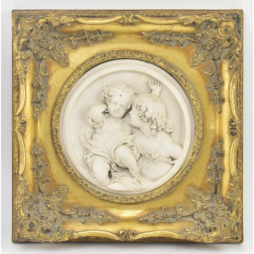 190 - After Enrico Braga (Italian, 1841-1919) - A pair of reconstituted marble decorative wall plaques in ... 