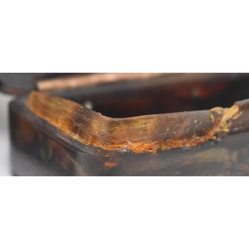 191 - Two 19th century Victorian tortoiseshell plaque and hinged lid snuff boxes. The lot comprising a rec... 