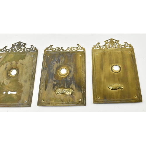 192 - Architectural Salvage - A set of four late 19th / early 20th century Art Nouveau brass door plates. ... 