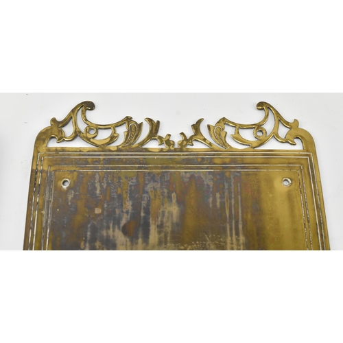 192 - Architectural Salvage - A set of four late 19th / early 20th century Art Nouveau brass door plates. ... 