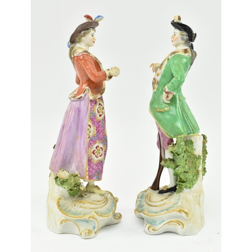 193 - A pair of 19th century Samson bocage figurines in a Chelsea style. The lot comprising a huntsman lea... 