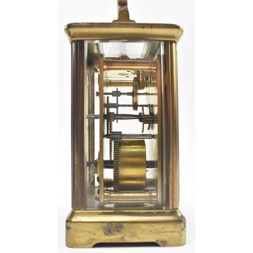 23 - Asprey, London - an early 20th century glass & brass French made carriage clock in original leat... 