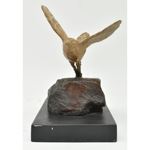 28 - Bob Quinn (b1948) - A 20th century signed lost wax bronze sculpture of wren bird in flying position.... 