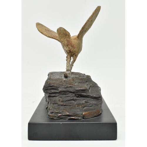 28 - Bob Quinn (b1948) - A 20th century signed lost wax bronze sculpture of wren bird in flying position.... 