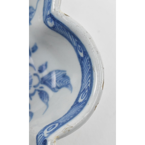 36 - A set of four 18th century Delft blue & white ceramic  hors d'oeuvres pickle dished in the shape... 