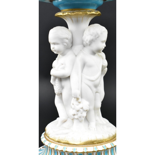 45 - A Victorian 19th century circa 1860s Minton fine bone china & Parian porcelain cherubs centrepie... 