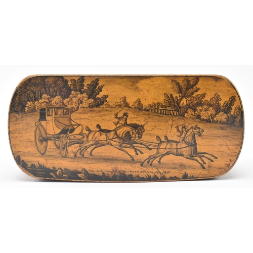 56 - An early 19th century Scottish mauchline ware micromosaic snuff box. The snuff with engraving to lid... 