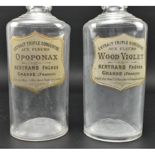 73 - A pair of late 19th century French Bertrand Brothers Grasse glass apothecary / pharmacy perfume extr... 