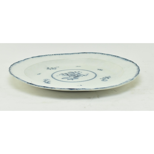 77 - A believed early Worcester late 18th century blue & white hand painted ceramic serving platter. ... 