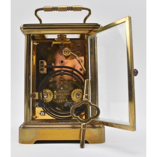 84 - Matthew Norman - an early 20th century Swiss made brass carriage clock. The clock of typical form, b... 