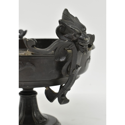 85 - A Victorian Grand Tour late 19th century cast bronze figurative tazza urn. The tazza having figurati... 