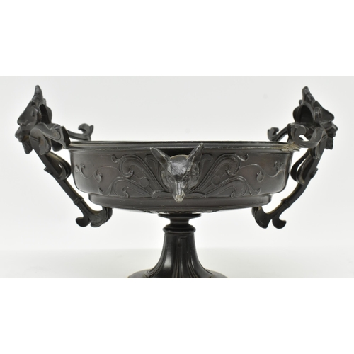 85 - A Victorian Grand Tour late 19th century cast bronze figurative tazza urn. The tazza having figurati... 