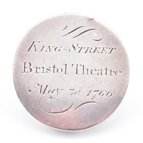 9 - Bristol Old Vic Theatre - An 18th century George III silver token for Bristol Theatre, King Street. ... 