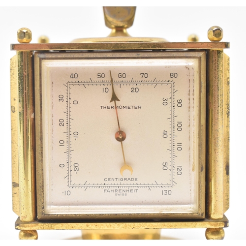 98 - IMHOF, Swiss - a continental 20th century gilt brass weather station desk compendium. The clock havi... 