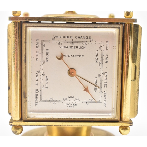 98 - IMHOF, Swiss - a continental 20th century gilt brass weather station desk compendium. The clock havi... 