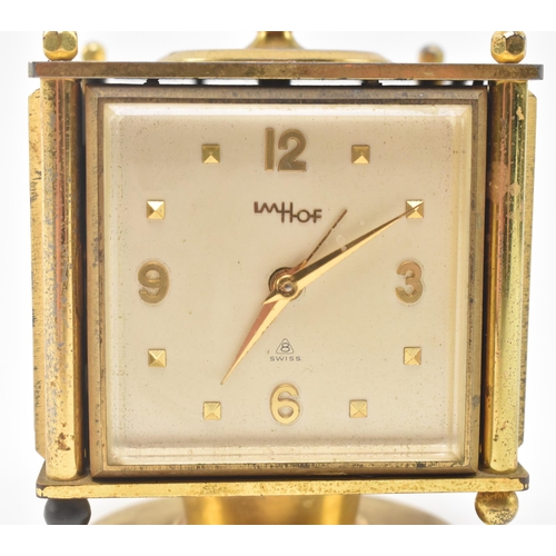 98 - IMHOF, Swiss - a continental 20th century gilt brass weather station desk compendium. The clock havi... 