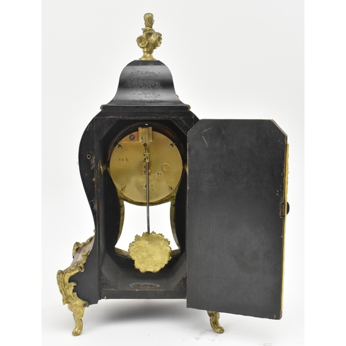 152 - Japy Freres, France - A French continental 19th century tortoiseshell and brass boulle mantel clock.... 