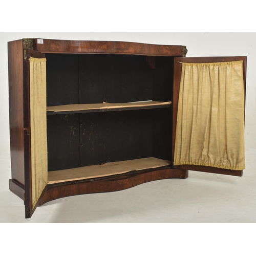 265 - A 19th century rosewood & lattice work marble top serpentine pier cabinet. The cupboard having a... 