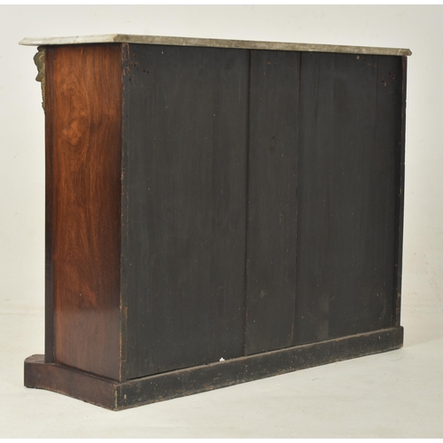 265 - A 19th century rosewood & lattice work marble top serpentine pier cabinet. The cupboard having a... 