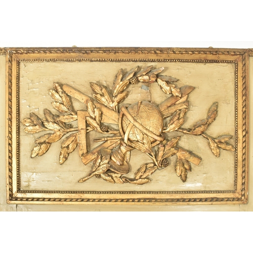 266 - A French Louis XVI style 19th century gilt painted wood Trumeau overmantel wall mirror. The mirror o... 