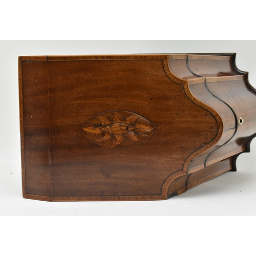 268 - A George III early 19th century mahogany & cross banded slope front knife box. The box having a ... 