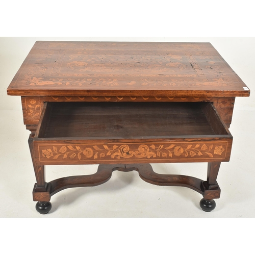 270 - A Dutch 18th century marquetry & rosewood inlaid library writing table desk. The table having a ... 