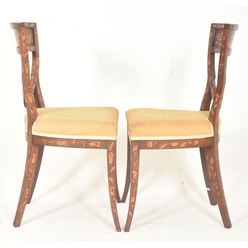 271 - A set of six Dutch late 18th century walnut & satinwood marquetry inlaid crest back dining chair... 