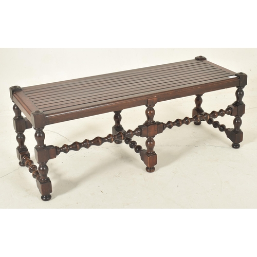 273 - A Victorian 19th century carved mahogany slatted luggage rack. The rack having a slatted rectangular... 