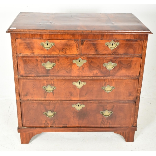 290 - A Queen Anne 18th century walnut chest of drawers. The chest having a chamfered edge straight top ov... 