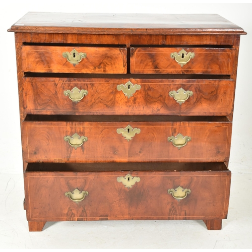 290 - A Queen Anne 18th century walnut chest of drawers. The chest having a chamfered edge straight top ov... 