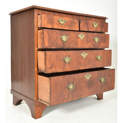 290 - A Queen Anne 18th century walnut chest of drawers. The chest having a chamfered edge straight top ov... 