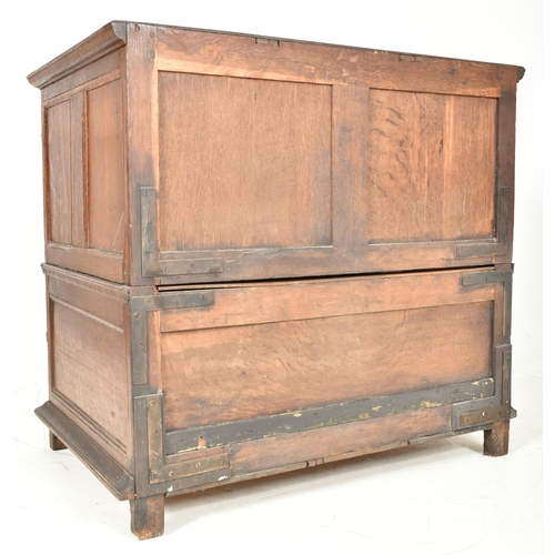 295 - A 17th century Commonwealth block fronted oak chest of drawers. The chest having a rectangular flare... 