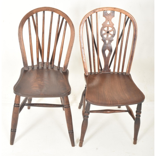 298 - A near set of six Victorian 19th century & later oak Windsor stick-back & wheel-back dining ... 